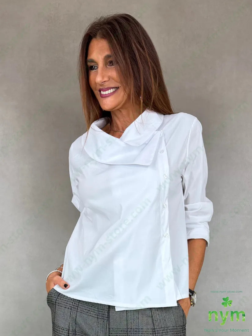 Camicia collo accoppiato manica lunga 100co - U / BIANCO / AI26 - CAMICIA