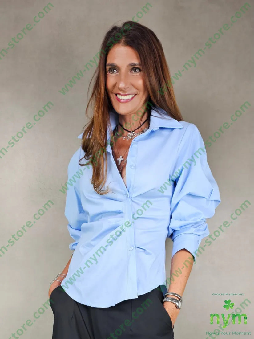 camicia con arricciature 100co S / AZZURRO / AI25 CAMICIA