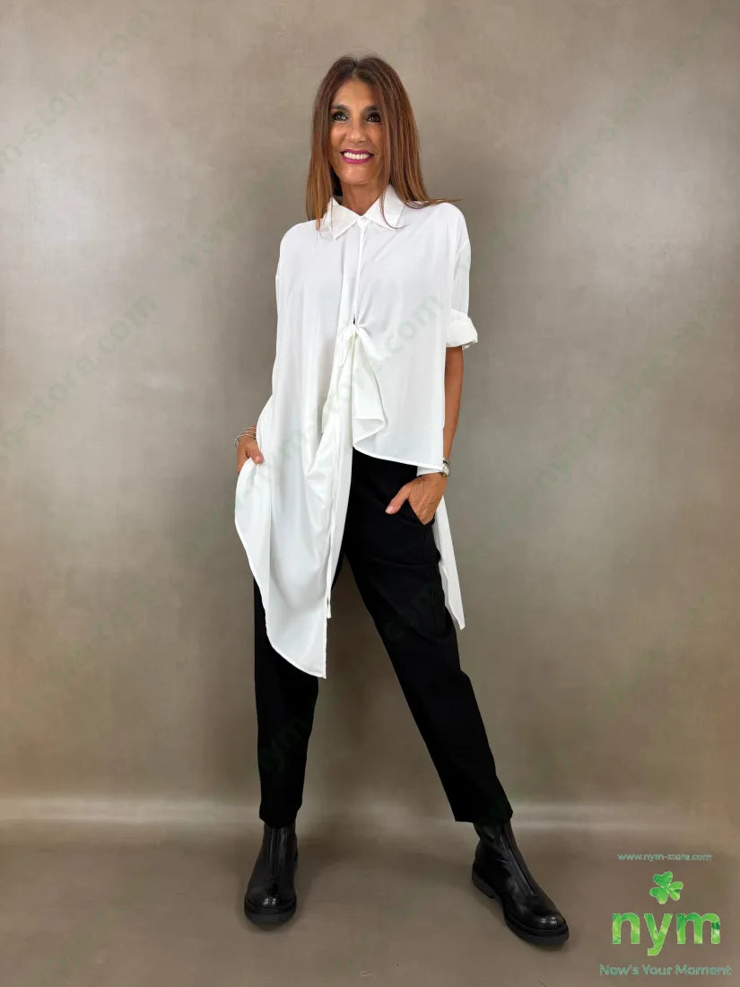 camicia con incrocio di viscosa 67vi33pl - U / PANNA / AI26 - CAMICIA