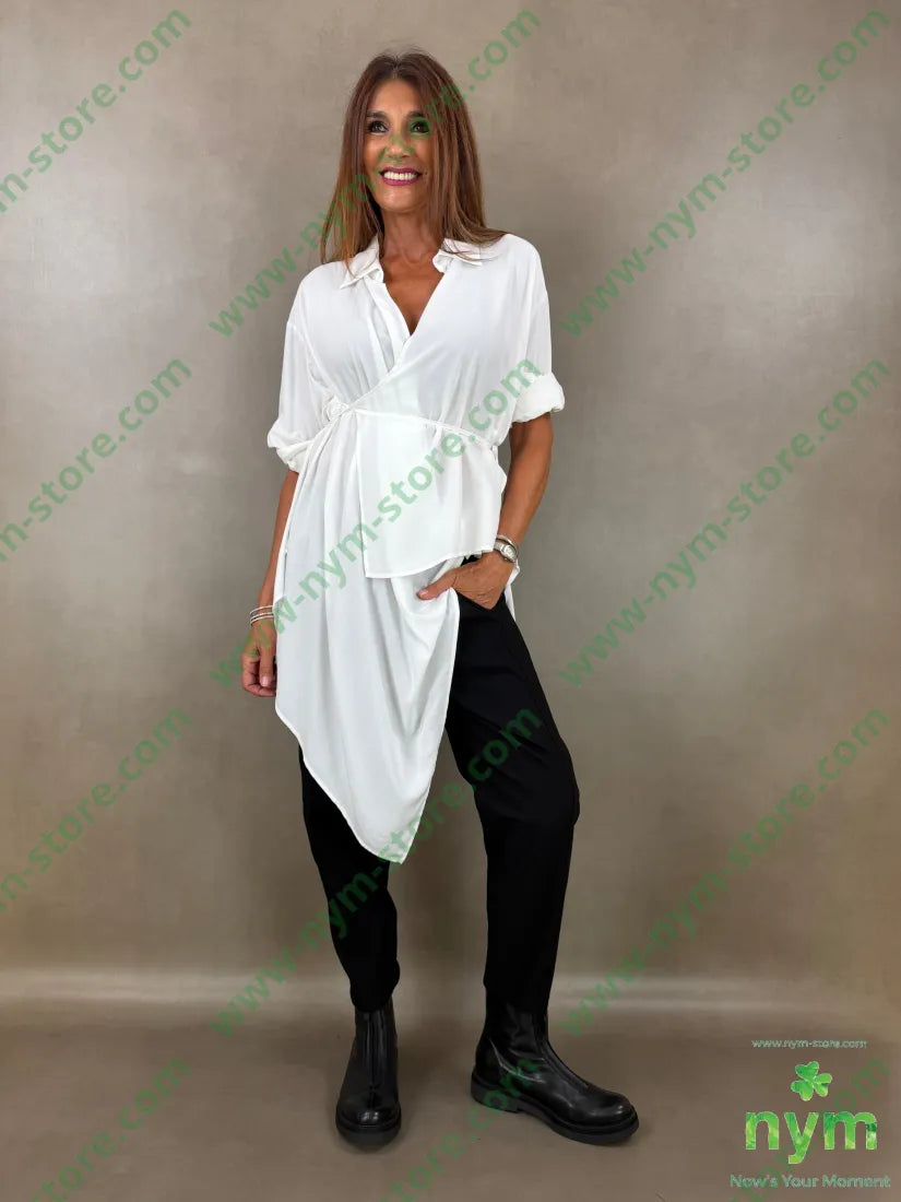 camicia con incrocio di viscosa 67vi33pl - U / PANNA / AI26 - CAMICIA