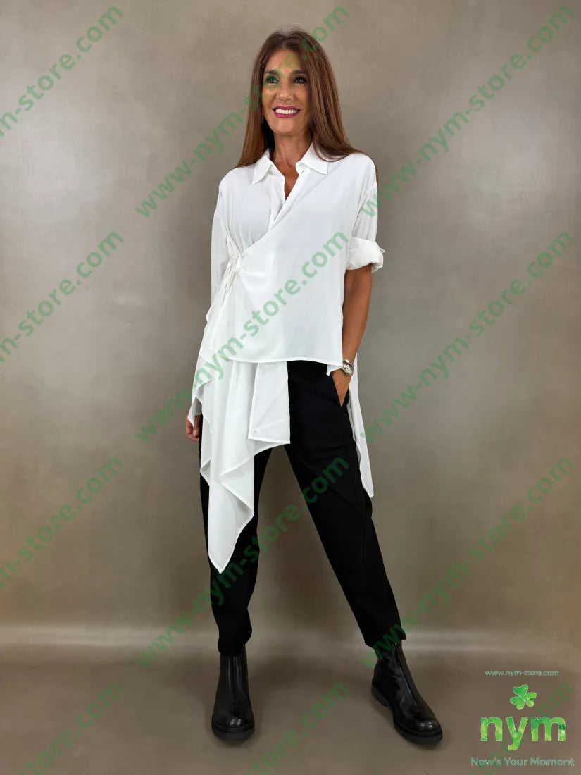camicia con incrocio di viscosa 67vi33pl - U / PANNA / AI26 - CAMICIA