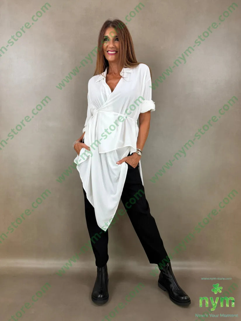 camicia con incrocio di viscosa 67vi33pl - U / PANNA / AI26 - CAMICIA