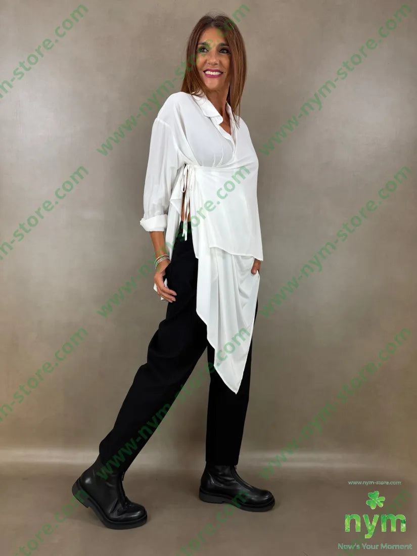 camicia con incrocio di viscosa 67vi33pl - U / PANNA / AI26 - CAMICIA