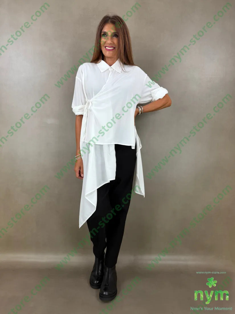 camicia con incrocio di viscosa 67vi33pl - U / PANNA / AI26 - CAMICIA