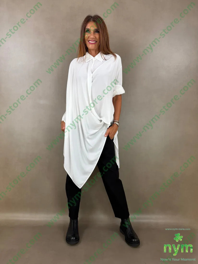 camicia con incrocio di viscosa 67vi33pl - U / PANNA / AI26 - CAMICIA