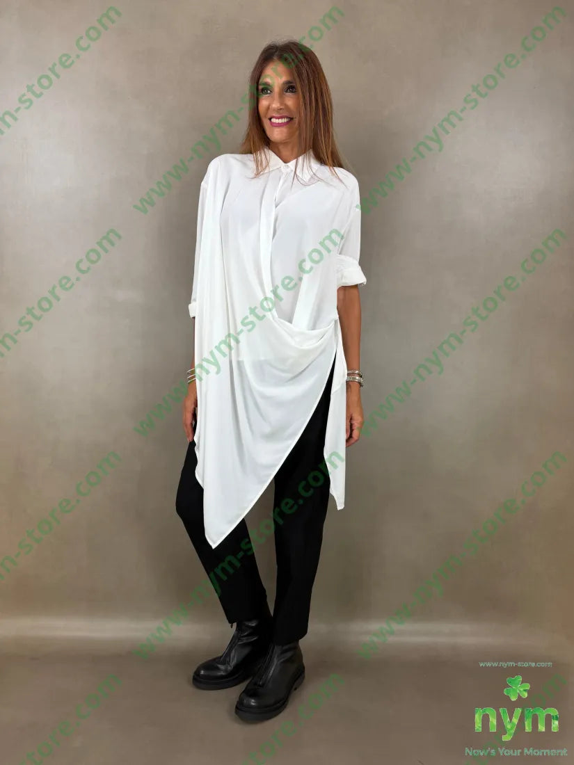 camicia con incrocio di viscosa 67vi33pl - U / PANNA / AI26 - CAMICIA