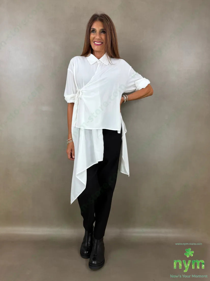 camicia con incrocio di viscosa 67vi33pl - U / PANNA / AI26 - CAMICIA