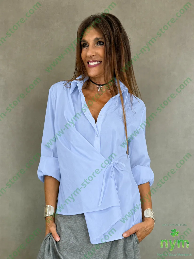 camicia con laccio 68co28pa3ea - 1 / AZZURRO / AI26 - CAMICIA
