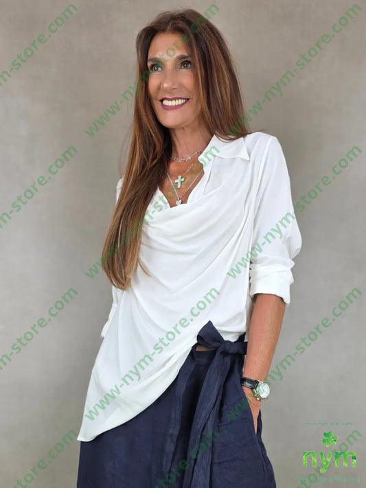 camicia drappeggio in viscosa 100vi - U / PANNA / PE26 - CAMICIA