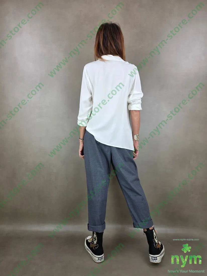 camicia drappeggio in viscosa 100vi U / PANNA / PE26 CAMICIA