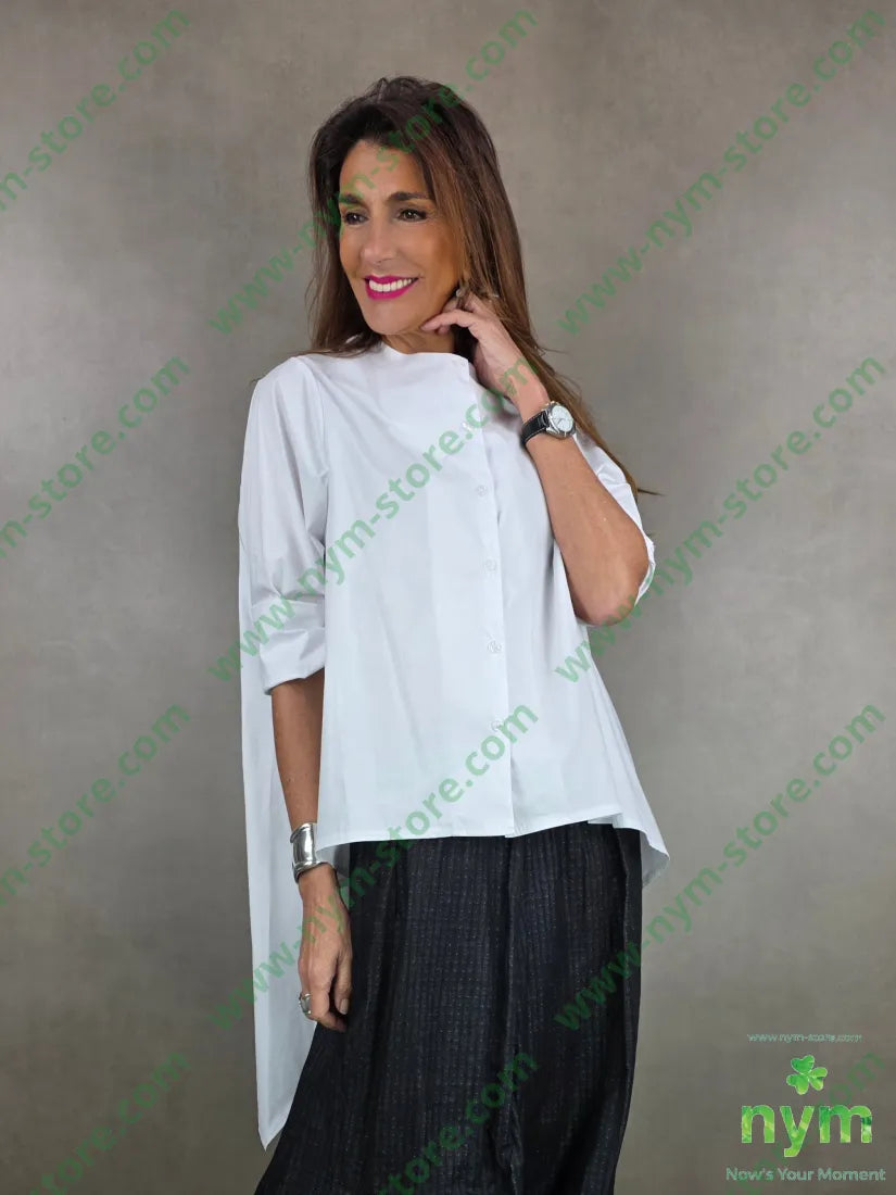 camicia girocollo trapezio 100co U / BIANCO / PE26 CAMICIA