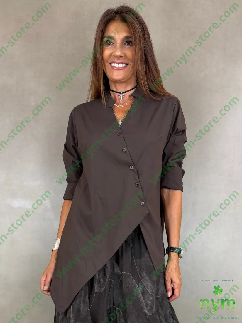 camicia guru asimmetrica 100co - CAMICIA