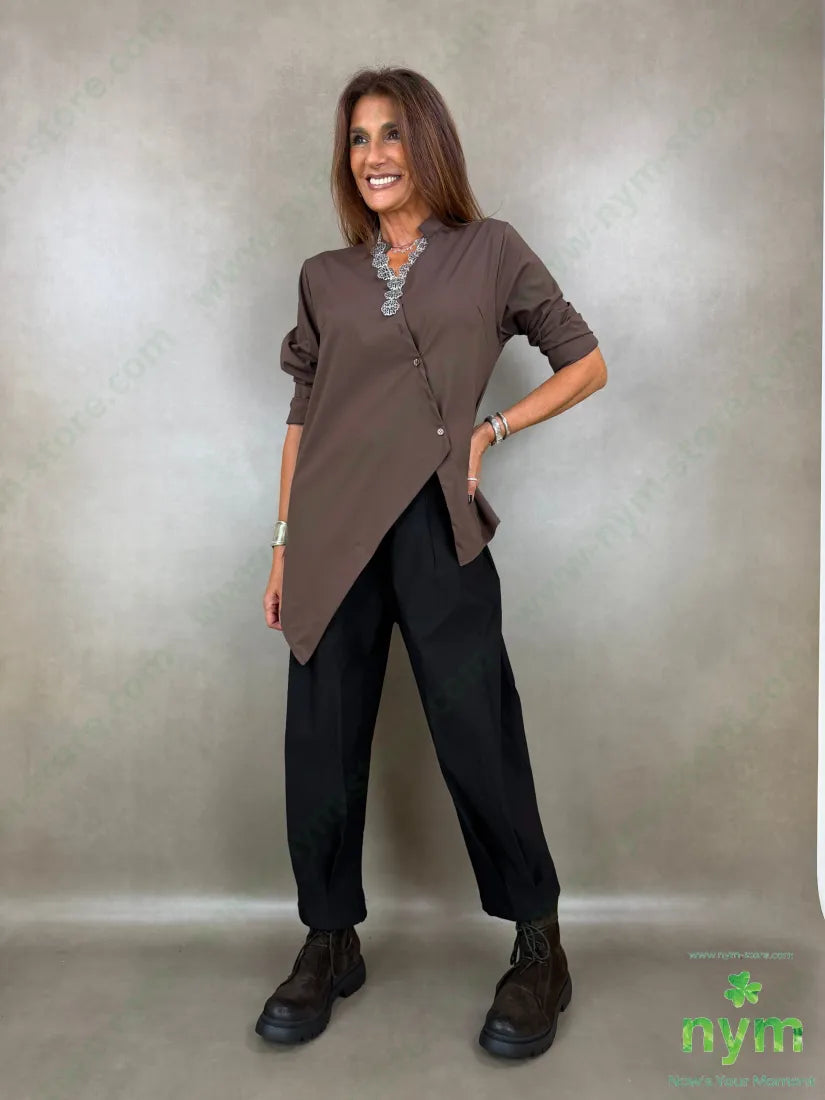 camicia guru asimmetrica 100co - CAMICIA