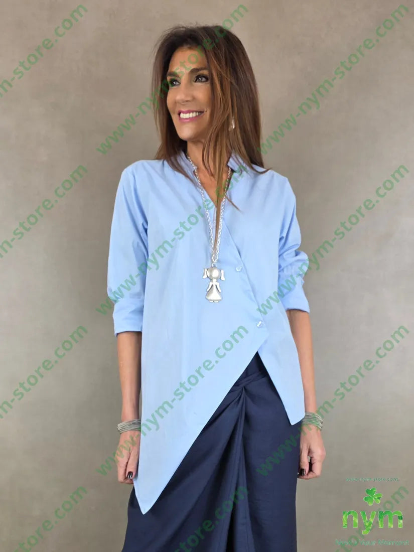 camicia guru asimmetrica 100co U / AZZURRO / AI25 CAMICIA