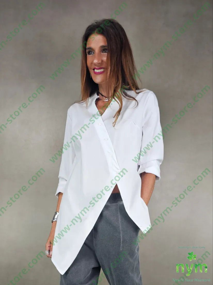 camicia guru asimmetrica 100co U / BIANCO / AI25 CAMICIA