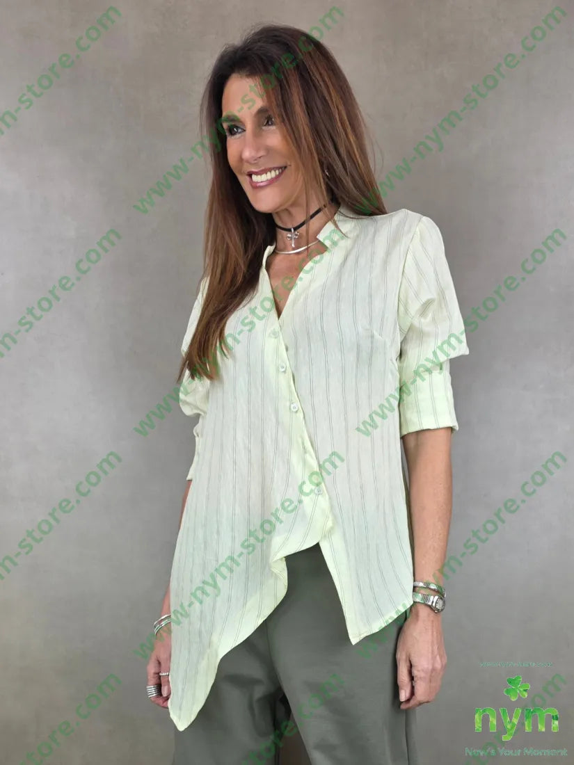 camicia guru corta tessuto riga 62ly17ny16li U / GIALLO / PE26 CAMICIA