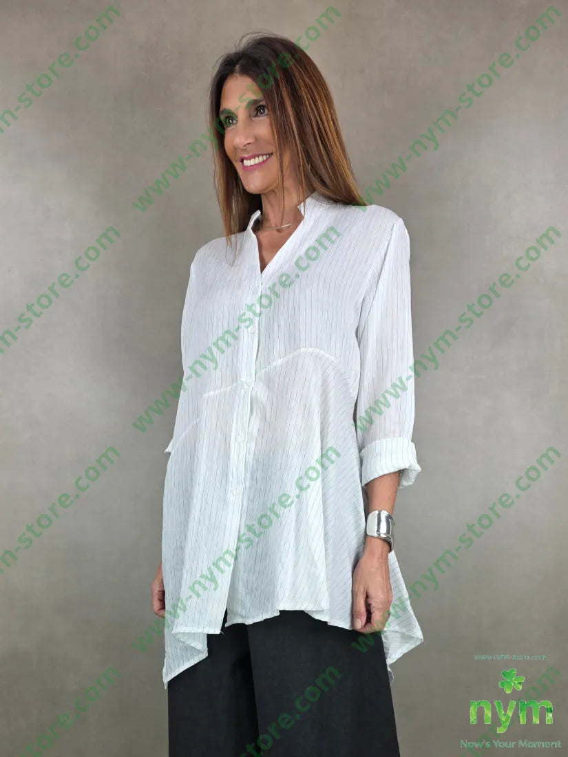 camicia guru lunga tessuto gessato 100co U / BIANCO / PE26 CAMICIA