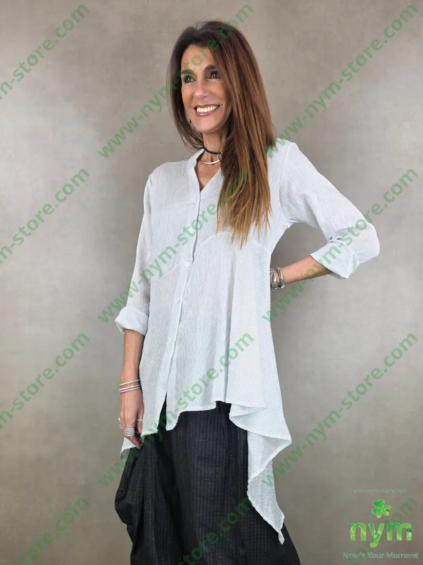 camicia guru lunga tessuto riga 65ly17ny16li U / BIANCO / PE26 CAMICIA
