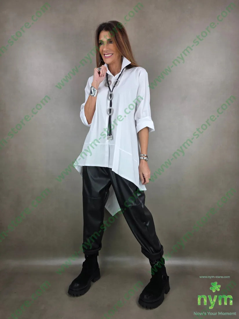 camicia lunga con punta dietro 100co U / BIANCO / AI25 CAMICIA