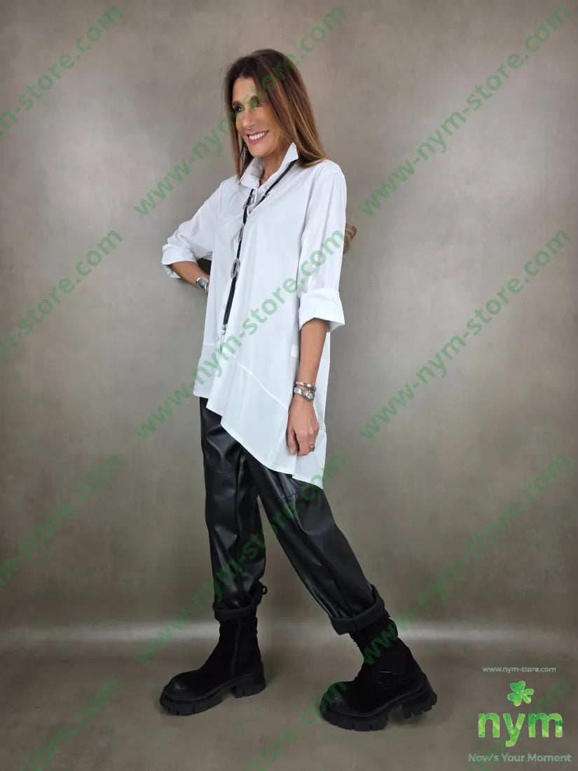 camicia lunga con punta dietro 100co U / BIANCO / AI25 CAMICIA