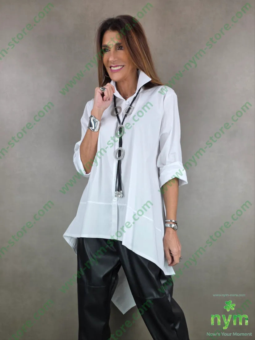 camicia lunga con punta dietro 100co U / BIANCO / AI25 CAMICIA