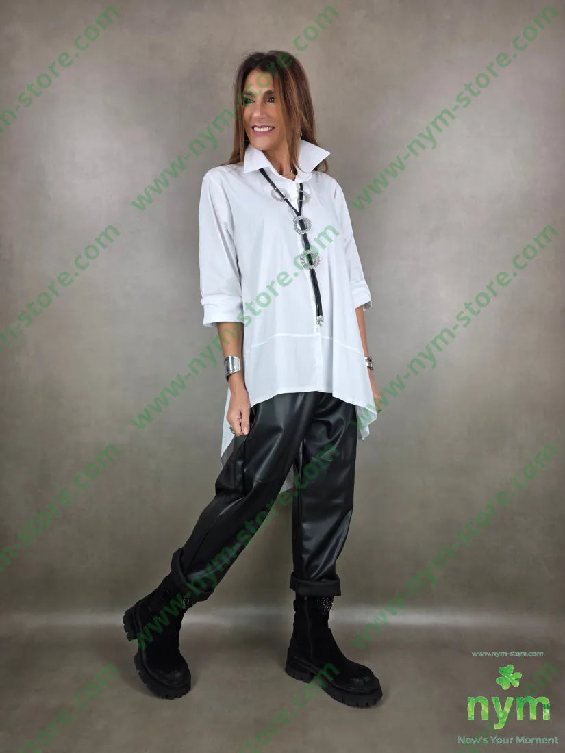 camicia lunga con punta dietro 100co U / BIANCO / AI25 CAMICIA