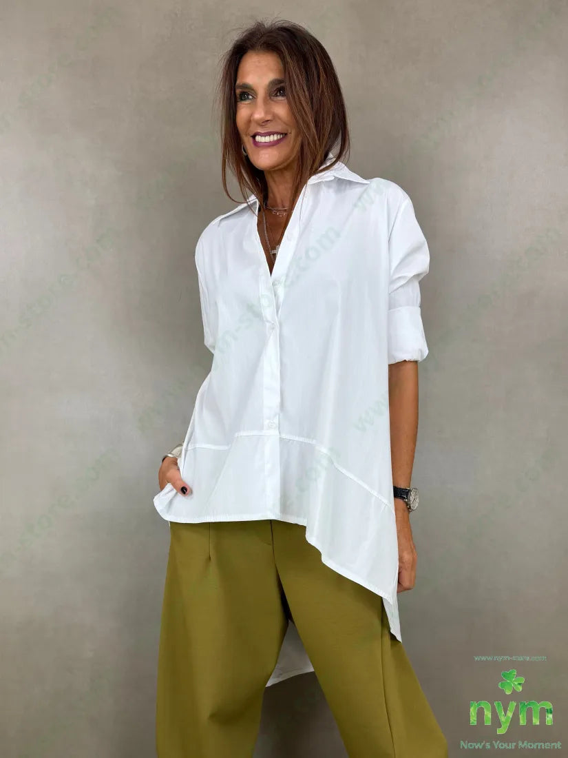 camicia lunga con punta dietro 100co - U / BIANCO / AI26 - CAMICIA
