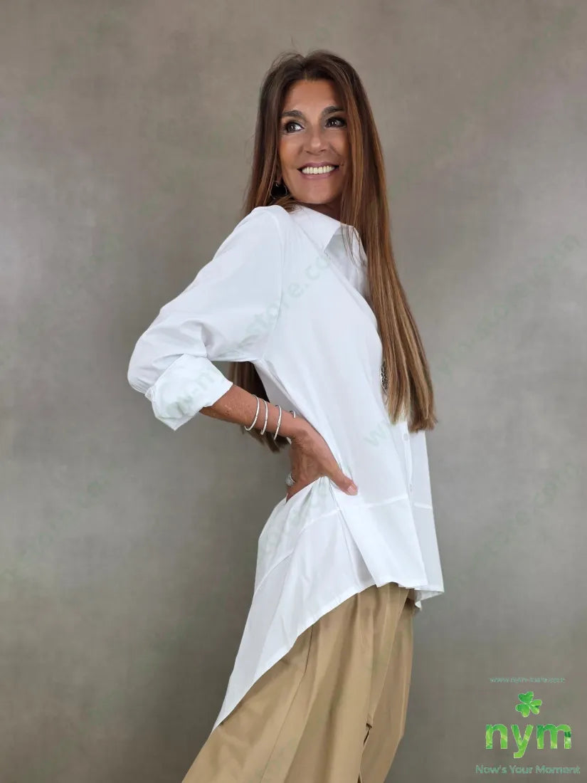 camicia lunga con punta dietro 100co - U / BIANCO / AI25 - CAMICIA