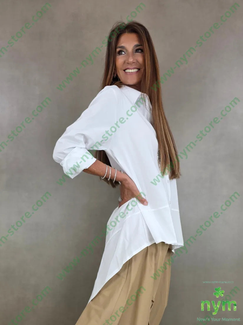 camicia lunga con punta dietro 100co - U / BIANCO / AI25 - CAMICIA
