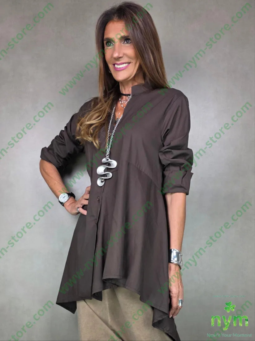 camicia lunga coreana 100co U / MARRONE / AI25 CAMICIA