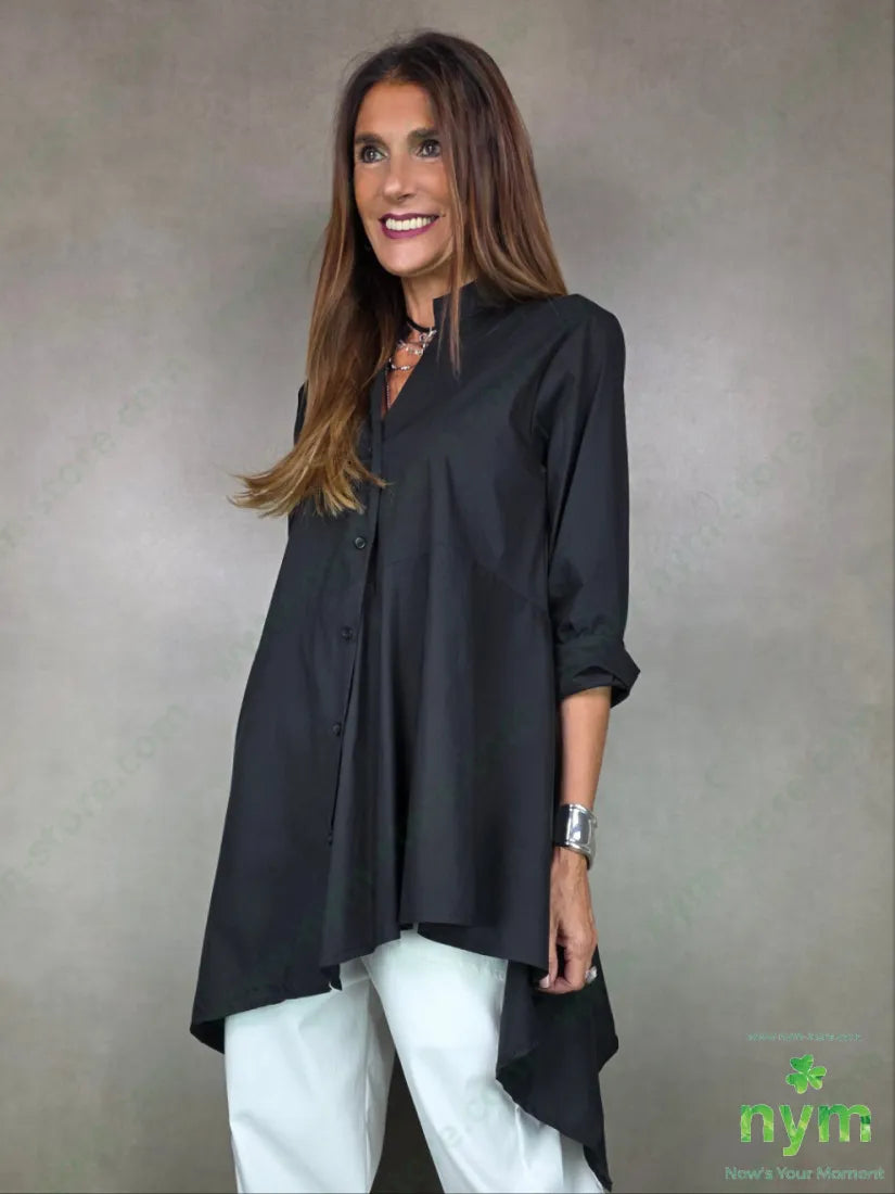 camicia lunga coreana 100co U / NERO / AI25 CAMICIA
