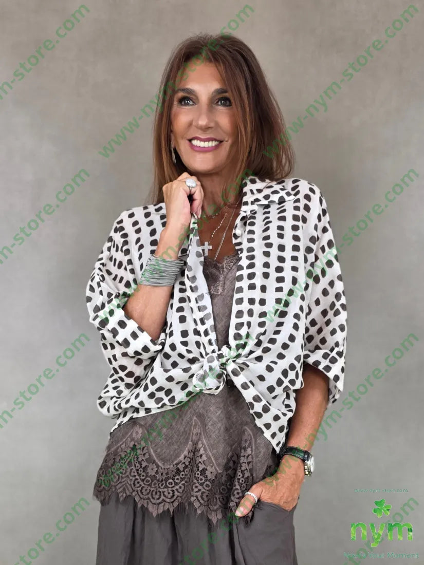 camicia mussola con stampa 100co - U / MARRONE / PE26 - CAMICIA
