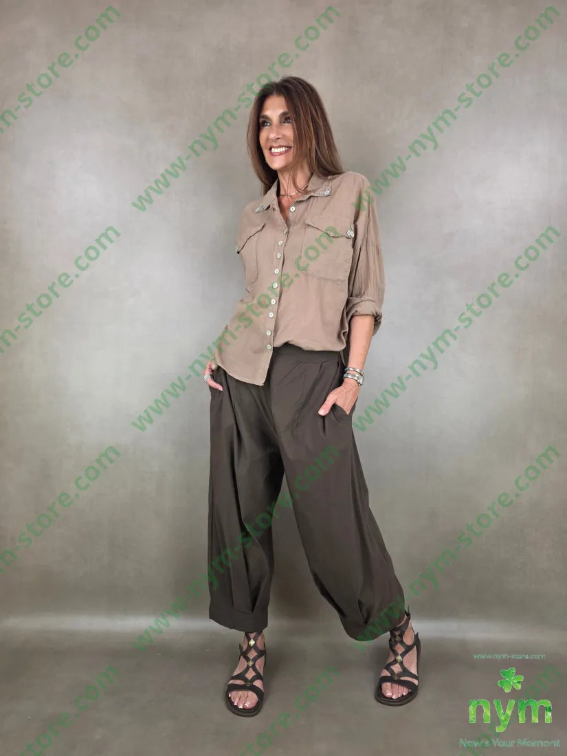 camicia mussola multibottoni 100co - U / FANGO S. / PE26 - PANTALONE
