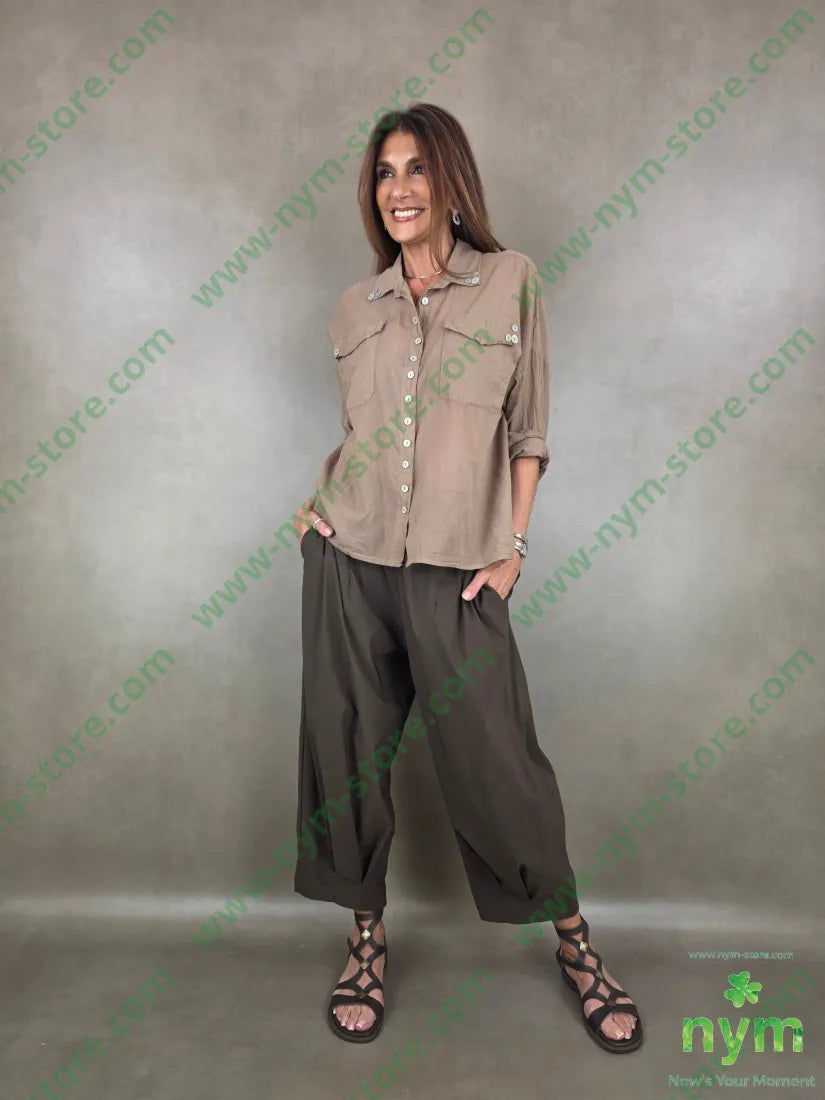 camicia mussola multibottoni 100co - U / FANGO S. / PE26 - PANTALONE