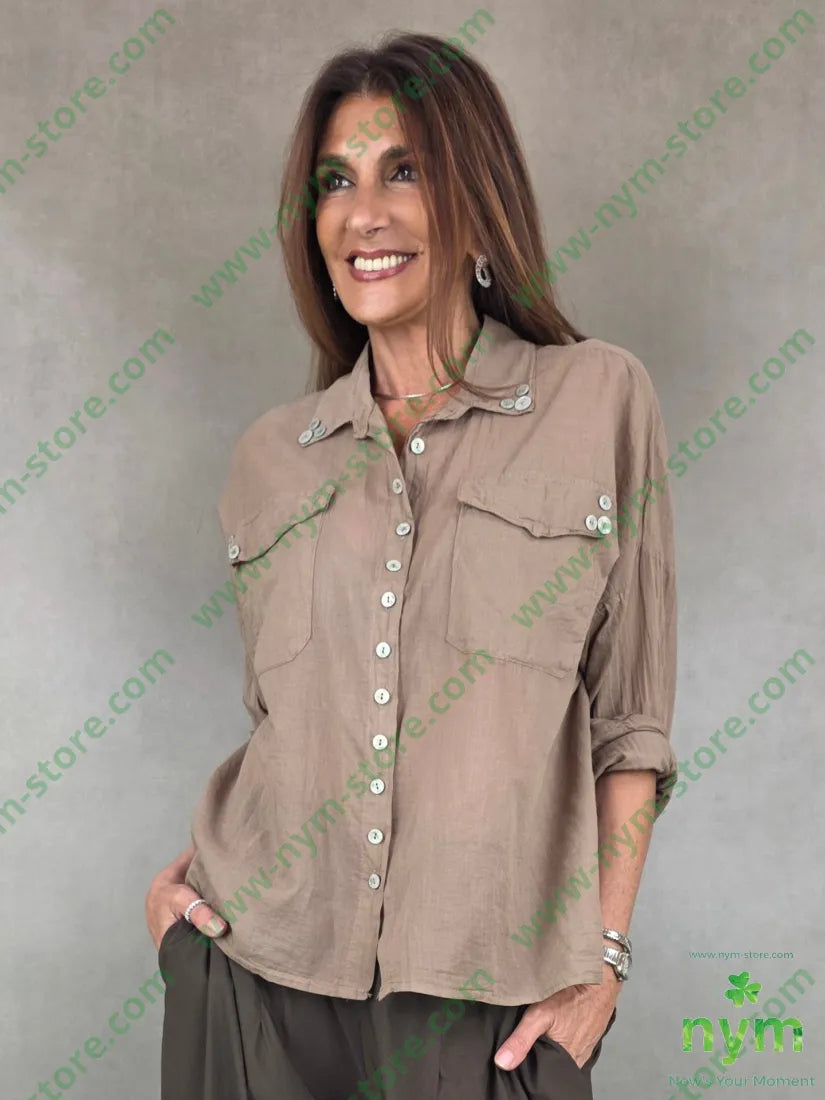 camicia mussola multibottoni 100co - U / FANGO S. / PE26 - PANTALONE