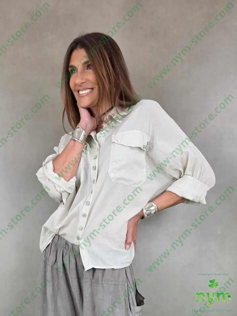 camicia mussola multibottoni 100co - U / SABBIA / PE26 - CAMICIA