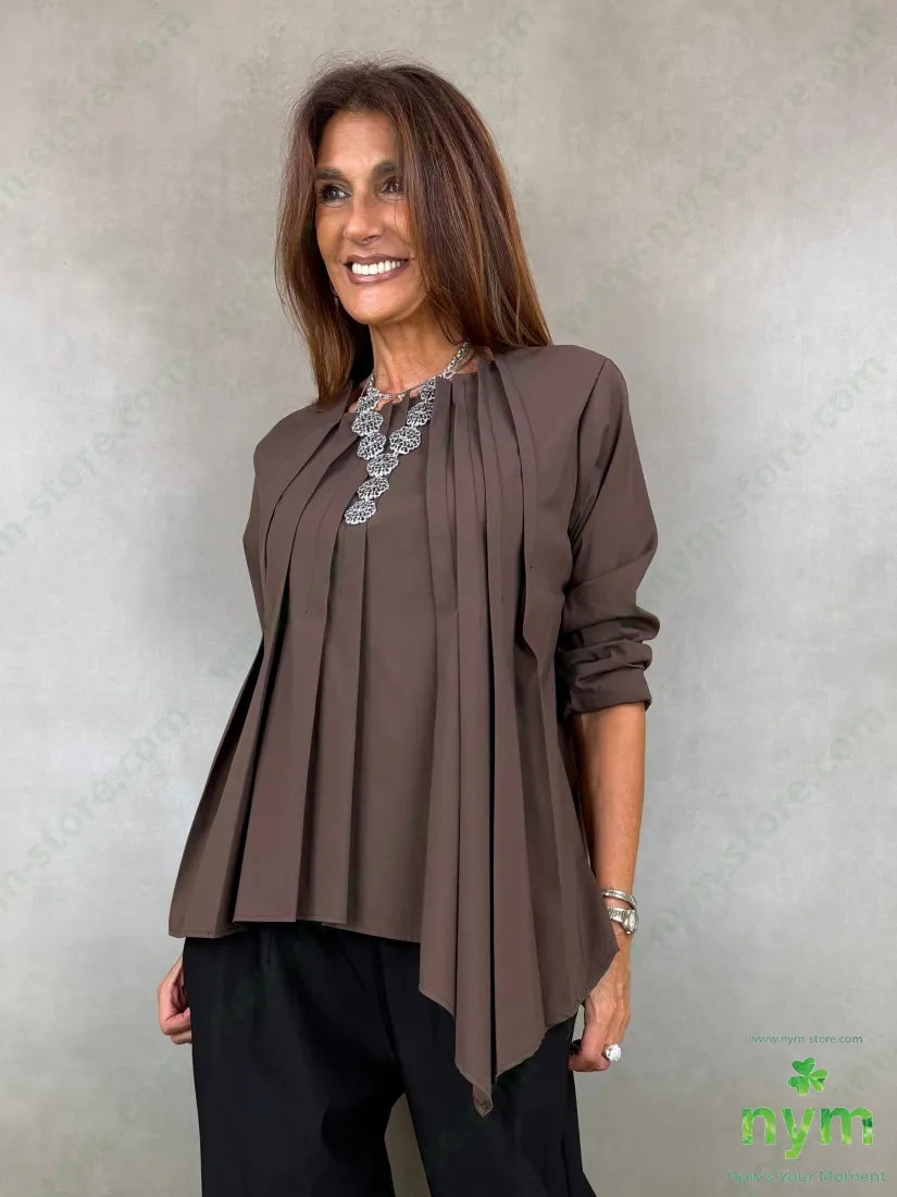 camicia pieghe davanti 100co - U / MARRONE / AI26 - CAMICIA