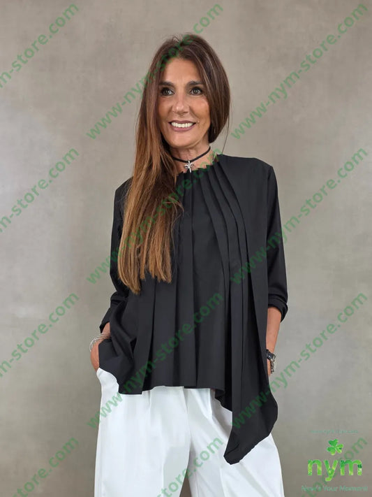 camicia pieghe davanti 100co - U / NERO / AI26 - CAMICIA
