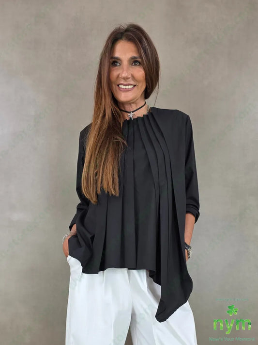 camicia pieghe davanti 100co - U / NERO / AI26 - CAMICIA