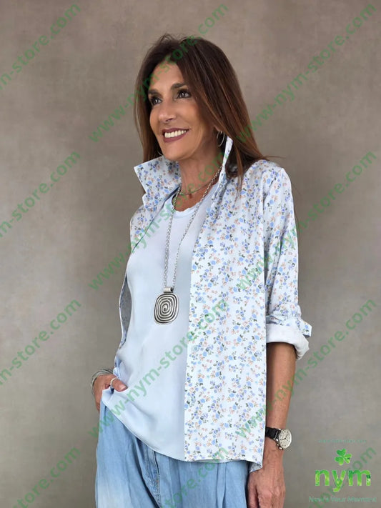camicia provenzale raso viscosa 100vi - U / AZZURRO / PE26 - CAMICIA