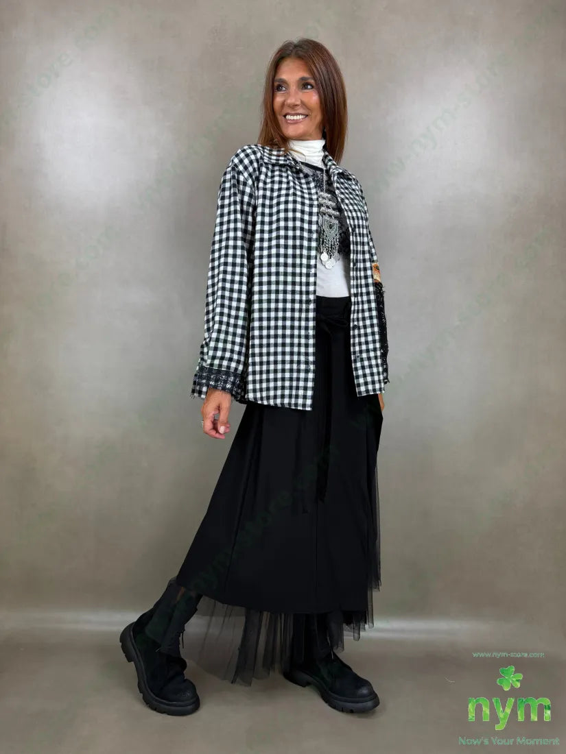 camicia quadri applicazioni 60pl40co - U / NERO / AI26 - CAMICIA