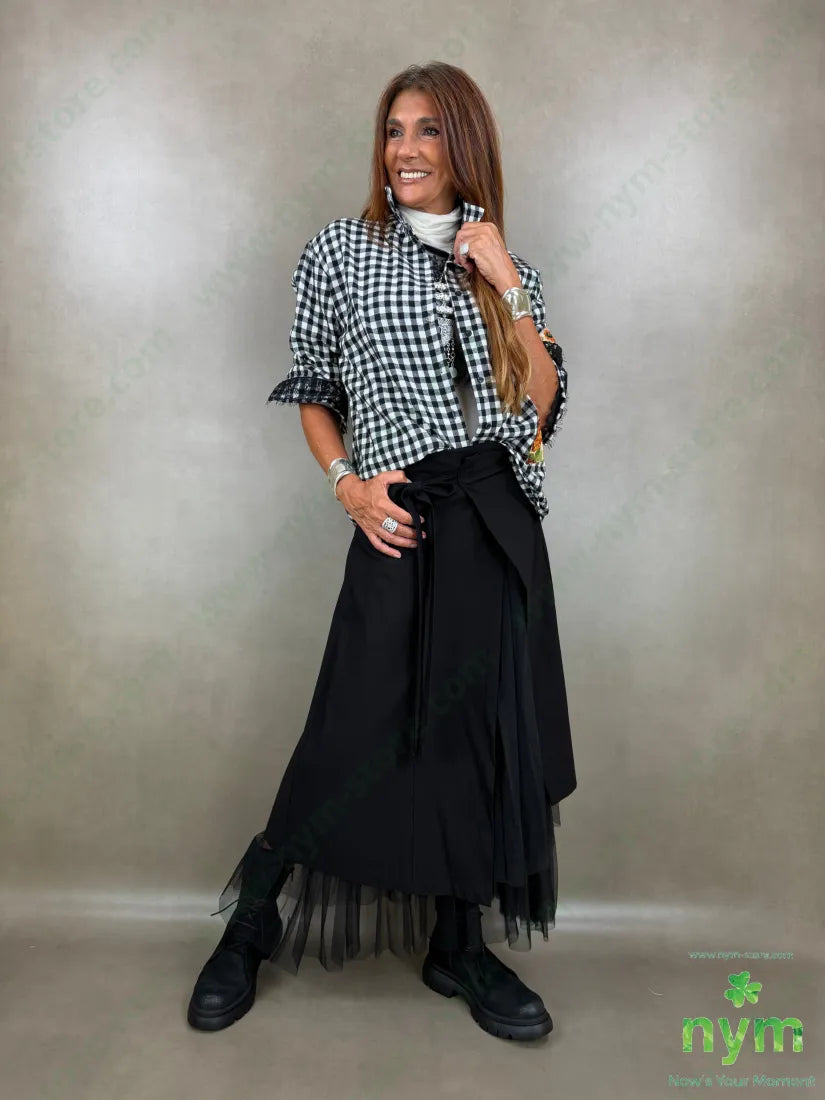 camicia quadri applicazioni 60pl40co - U / NERO / AI26 - CAMICIA