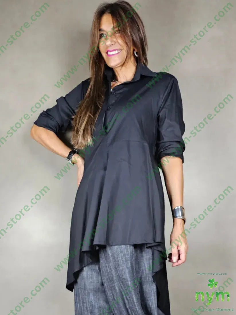 camicia redingotte 100co U / NERO / AI25 CAMICIA