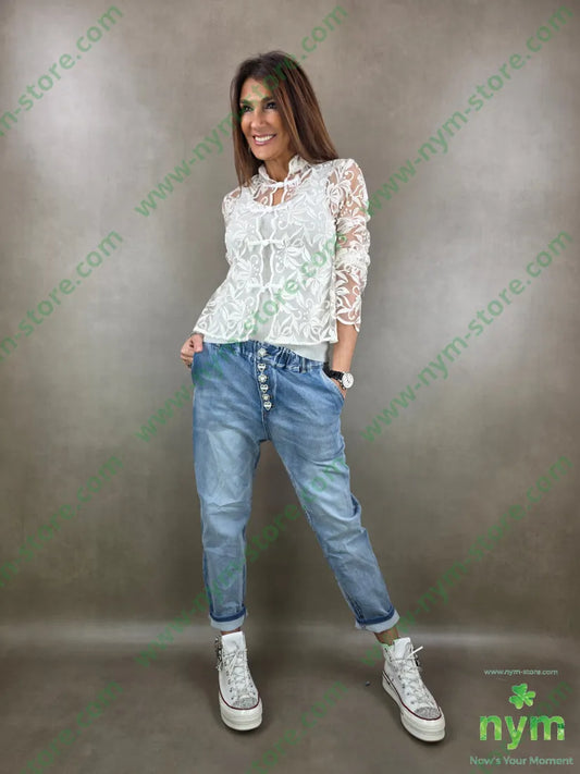 camicia ricamata chinois 40pl30pa30c U / PANNA / PE26 CAMICIA