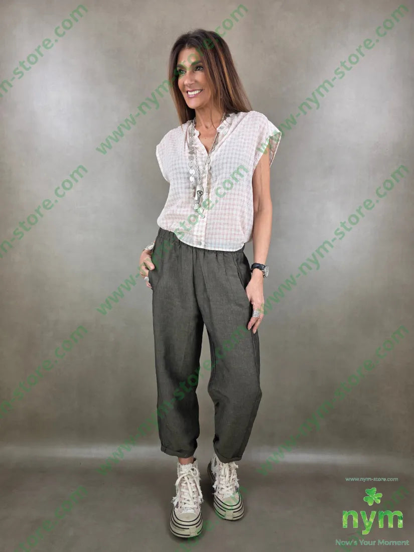 camicia senza manica quadro 83co17pl - U / CORALLO / PE26 - CAMICIA