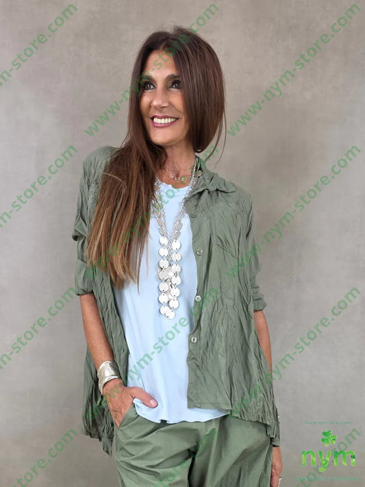 camicia stropicciata due tasche applicate 100tc - U / MILITARE / PE26 - CAMICIA