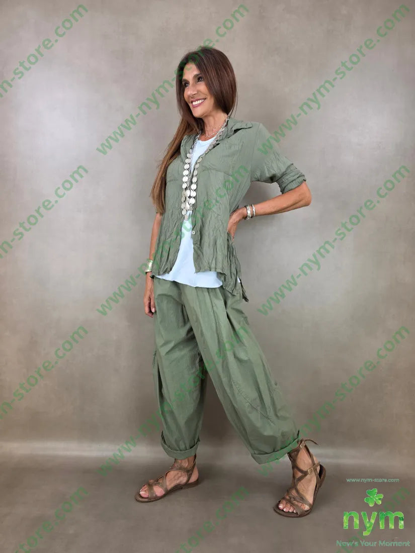 camicia stropicciata due tasche applicate 100tc - U / MILITARE / PE26 - CAMICIA
