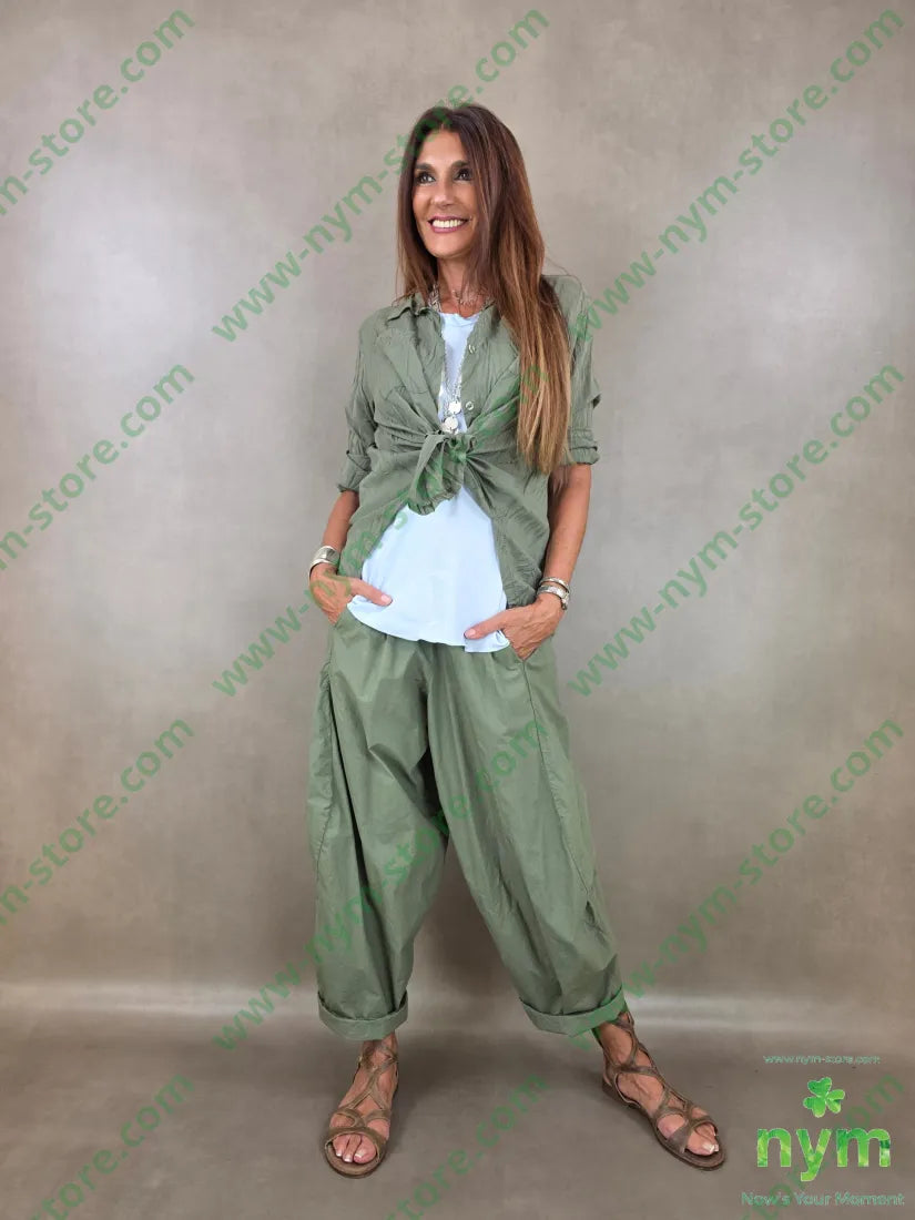camicia stropicciata due tasche applicate 100tc - U / MILITARE / PE26 - CAMICIA