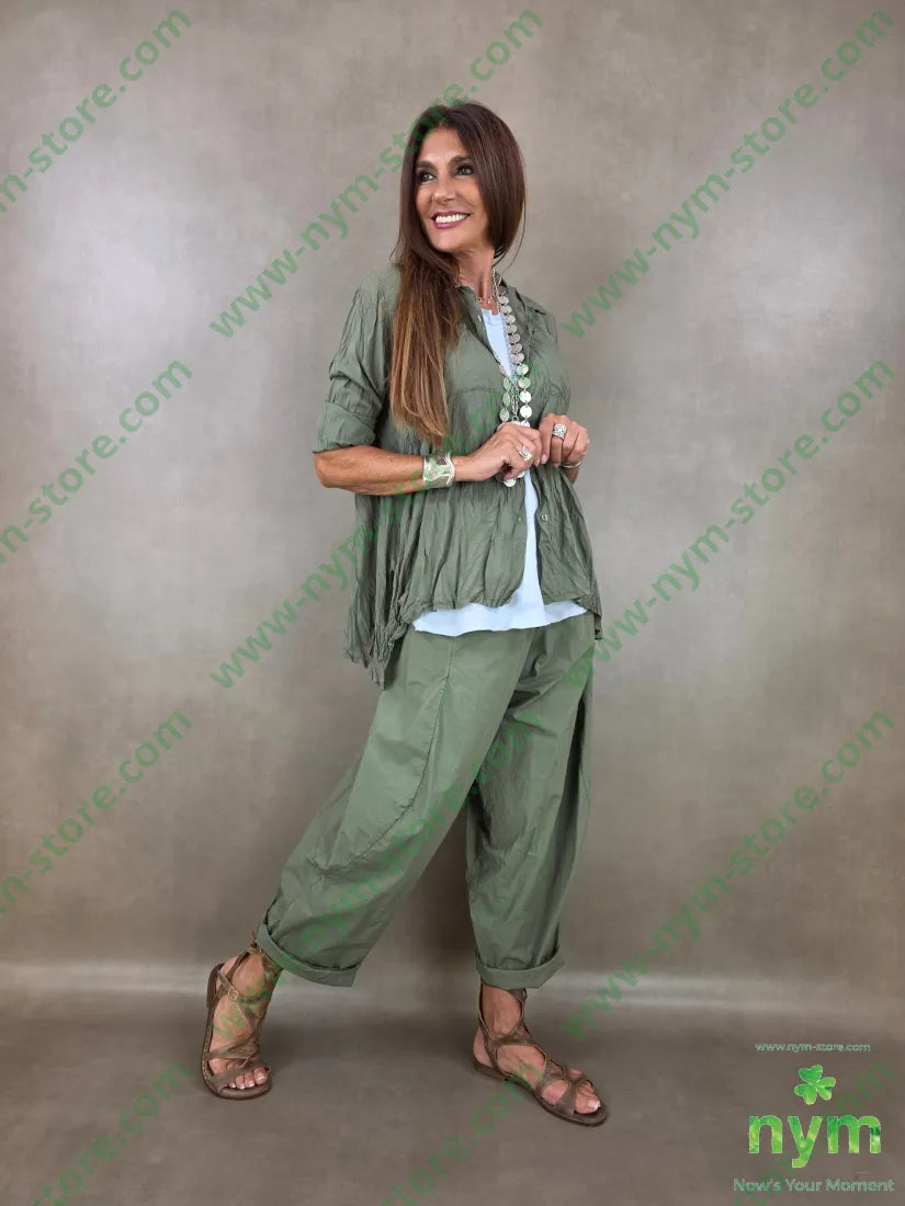 camicia stropicciata due tasche applicate 100tc - U / MILITARE / PE26 - CAMICIA