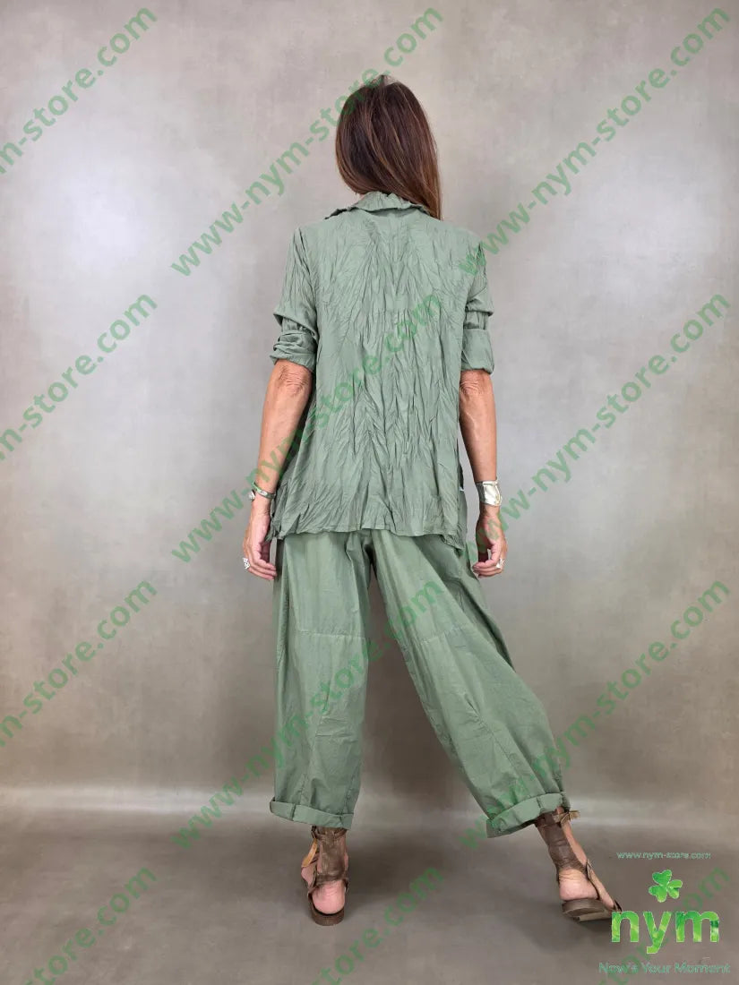 camicia stropicciata due tasche applicate 100tc - U / MILITARE / PE26 - CAMICIA